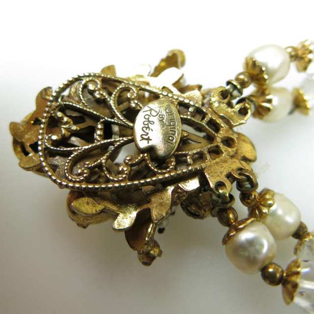 Original By Robert Gilt Metal And Faux Pearl Necklace And Bracelet