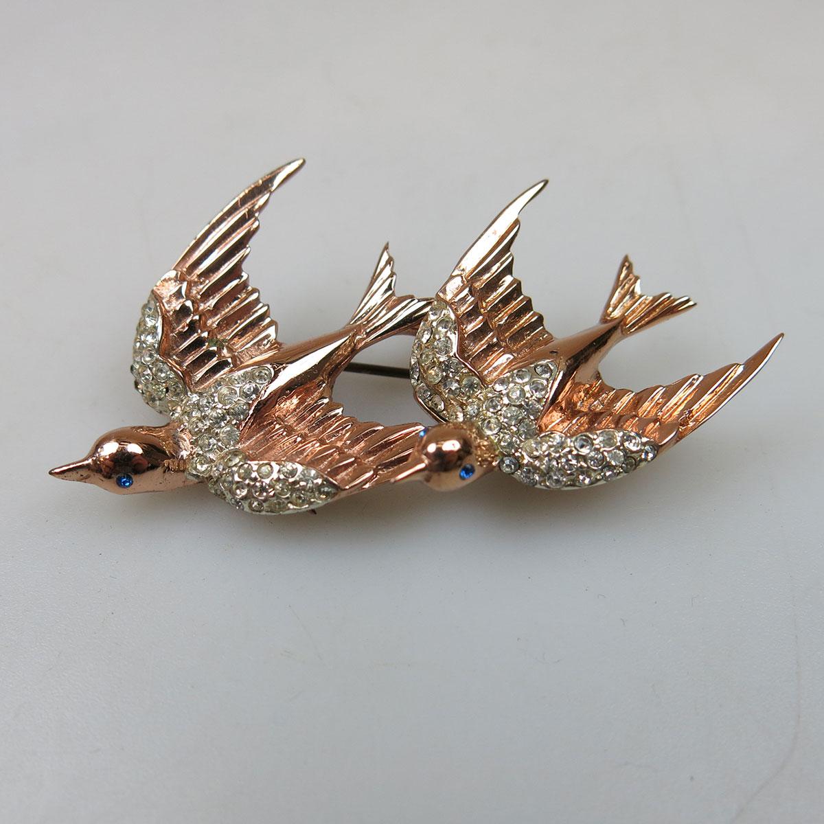 Coro-Craft Gold-Plated Sterling Silver Duette Pin