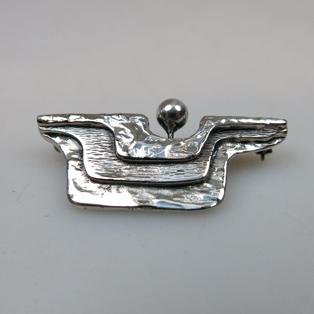 Jean-Claude Darveau Silver-Plated Abstract Brooch
