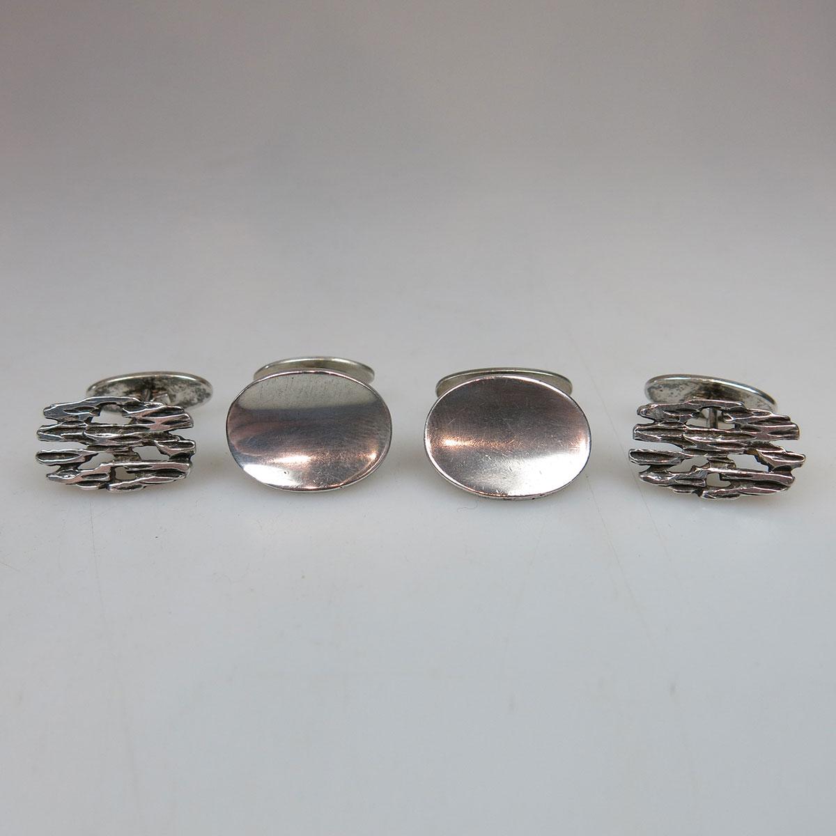 Two Pairs Of Danish Sterling Silver Cufflinks