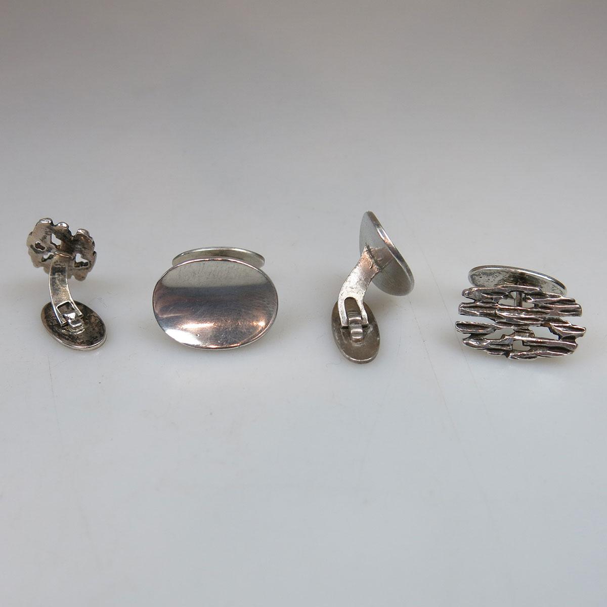 Two Pairs Of Danish Sterling Silver Cufflinks