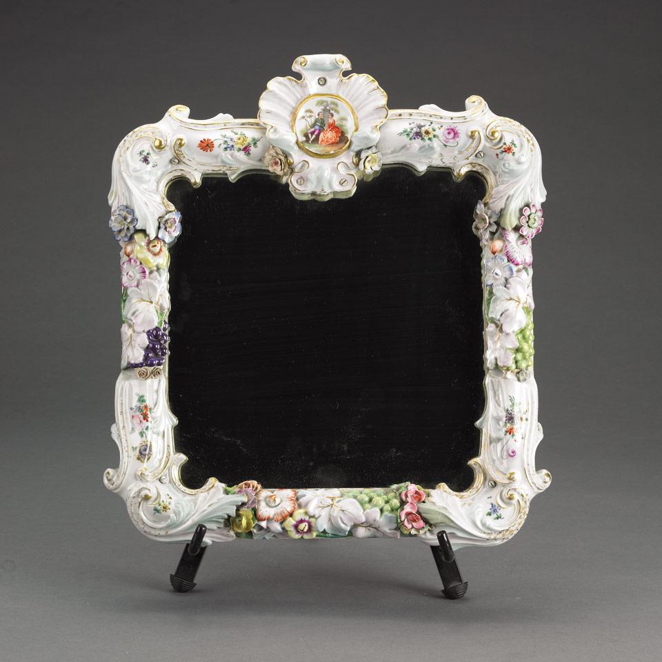 Continental Porcelain Framed Wall Mirror, late 19th century