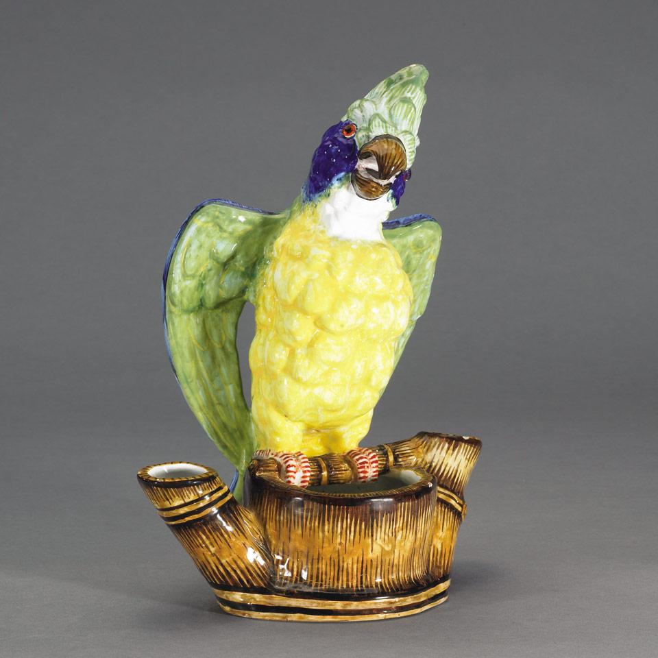 French Faience Parakeet Vase, c.1900