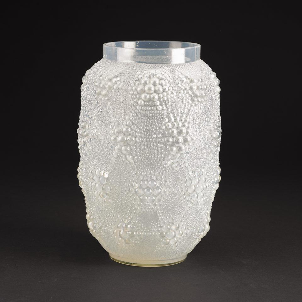 ‘Davos’, Lalique Moulded Opalescent Glass Vase, 1930’s