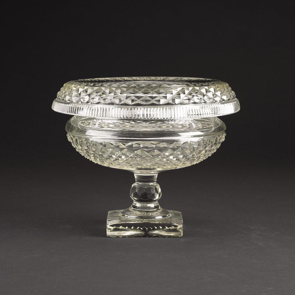 Pedestal Footed Cut Glass Bowl, 19th century
