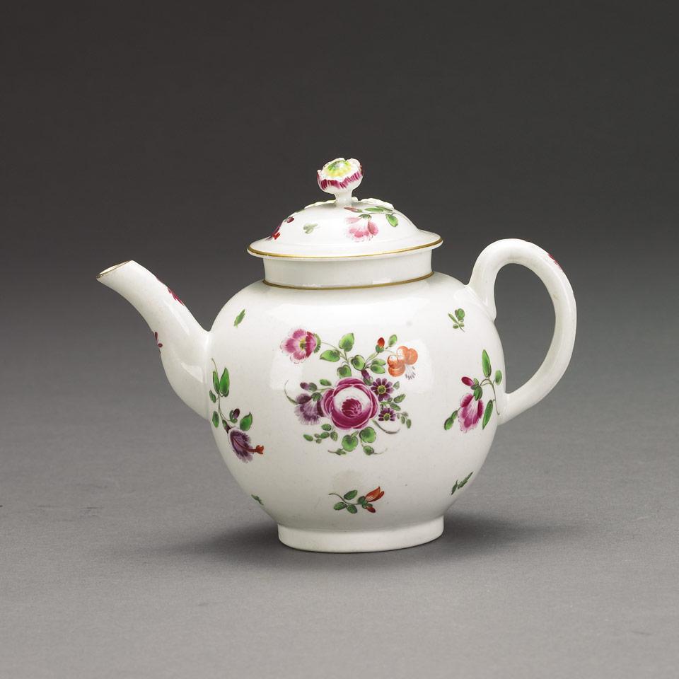 Worcester Polychrome Flowers Teapot, c.1770
