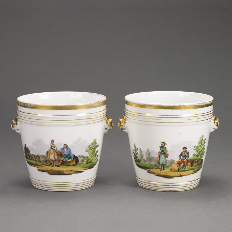 Pair of French Porcelain Cachepots, c.1830