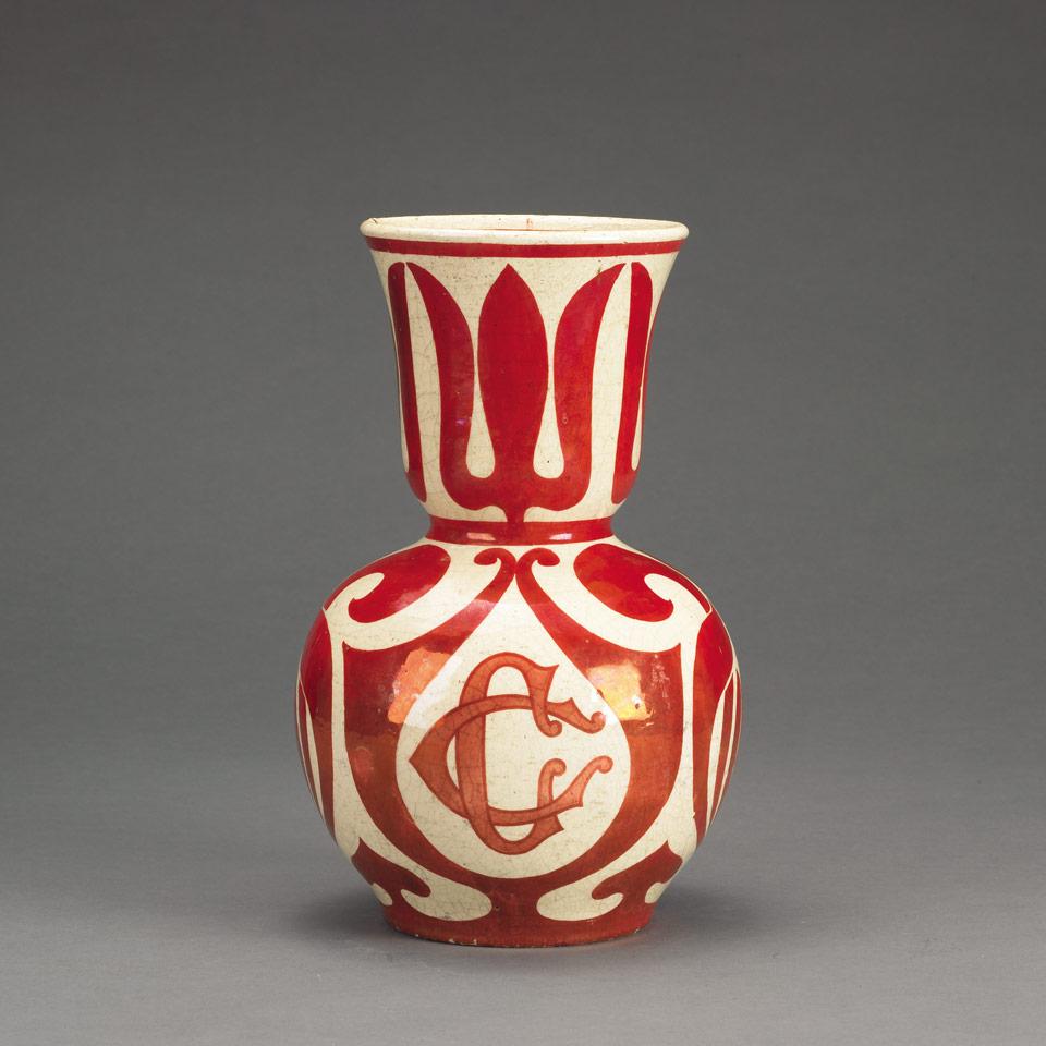 English Lustre Decorated Earthenware Vase, probably Maw & Co., dated 1903