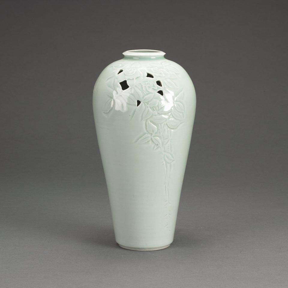 Harlan House Celadon Glazed Vase, 1970’s