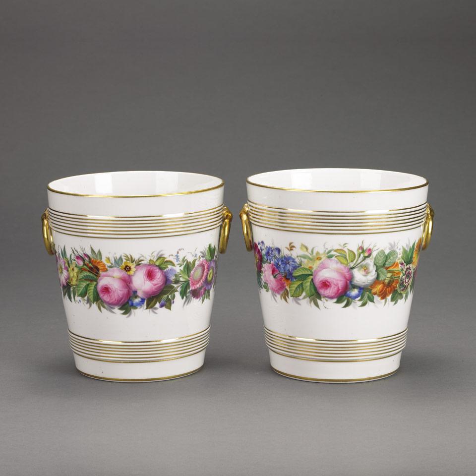 Pair of Edouard Honore Paris Porcelain Cachepots and Stands, c.1840