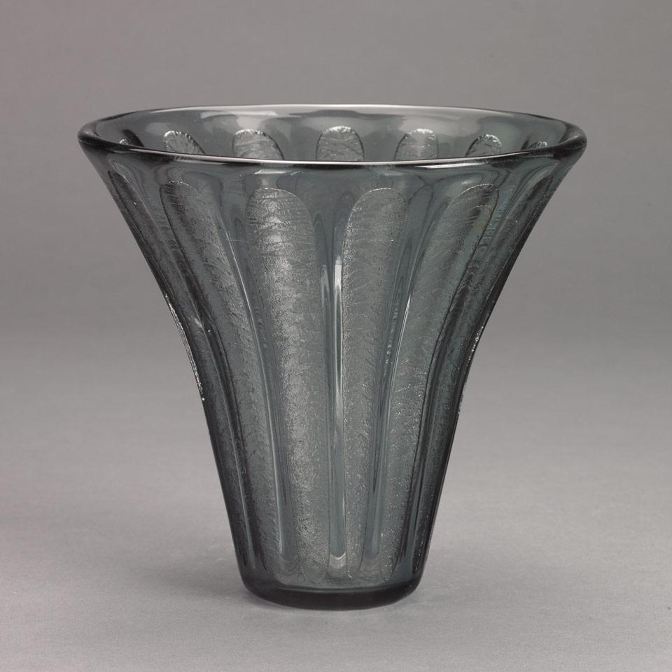 Daum Acid-Etched Grey Glass Vase, c.1930