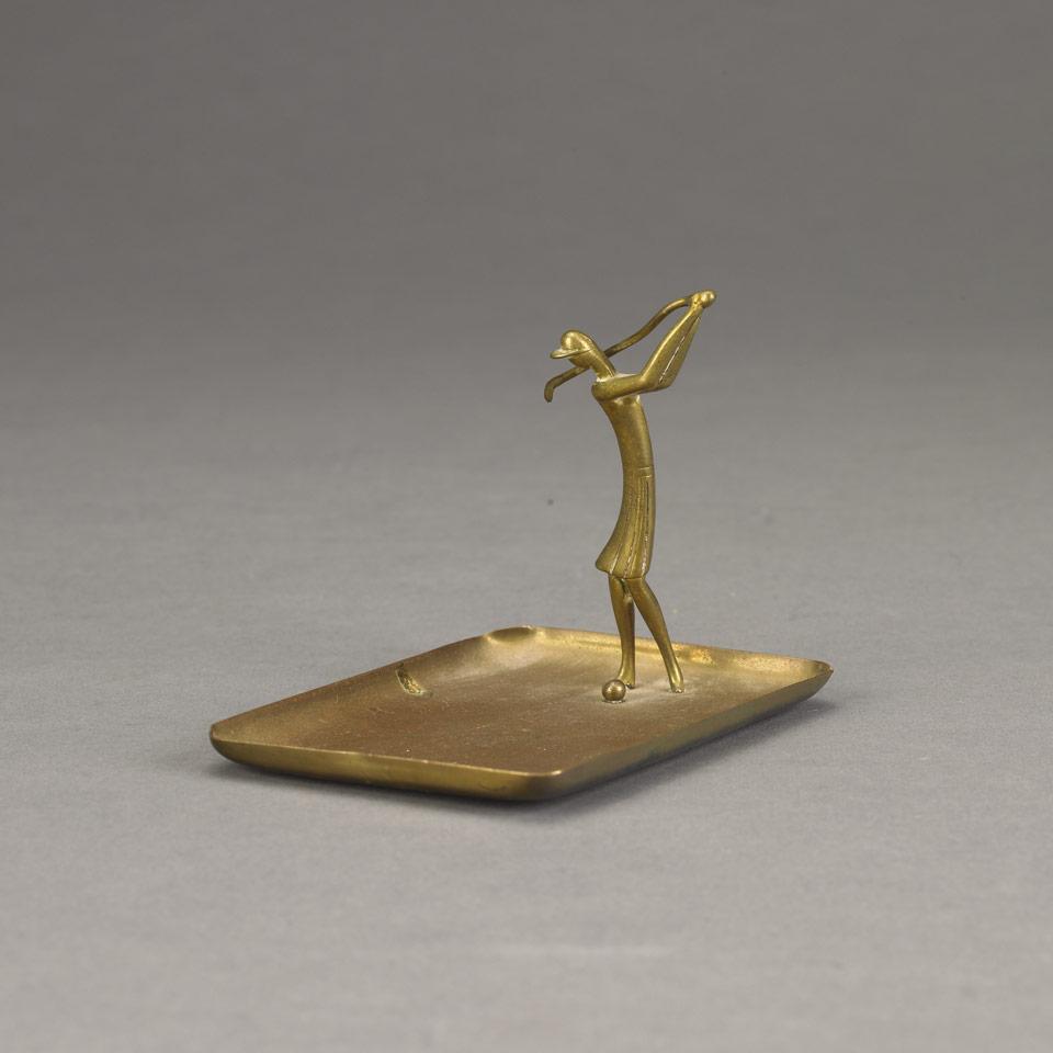 Hagenauer Bronze Golfer Pin Tray, 1930’s