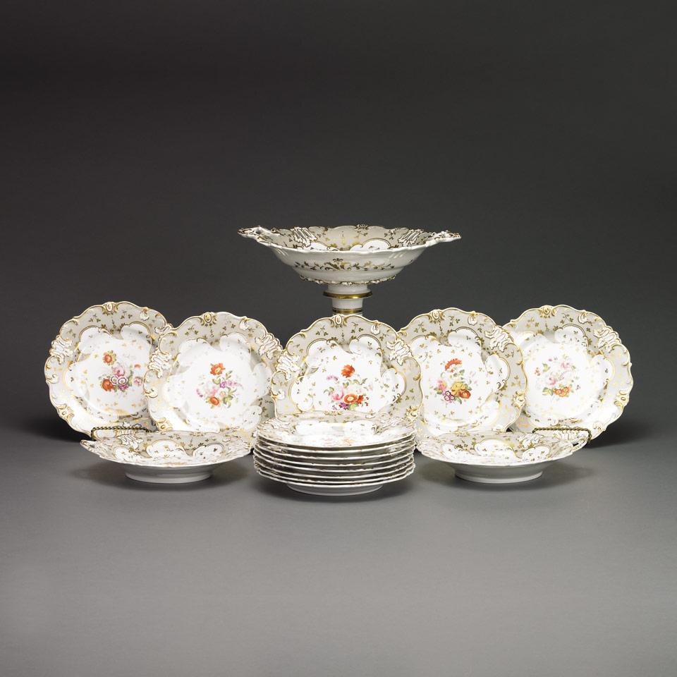 English Porcelain Floral Dessert Service, c.1830