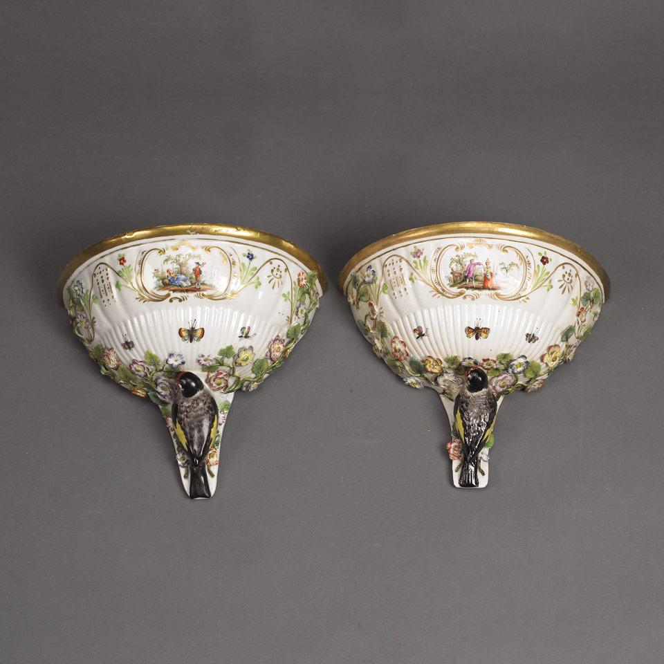 Pair of Continental Porcelain Wall Brackets, late 19th century