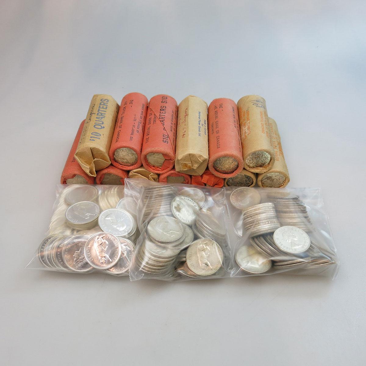 Quantity Of Loose And Rolled Canadian Silver Quarters