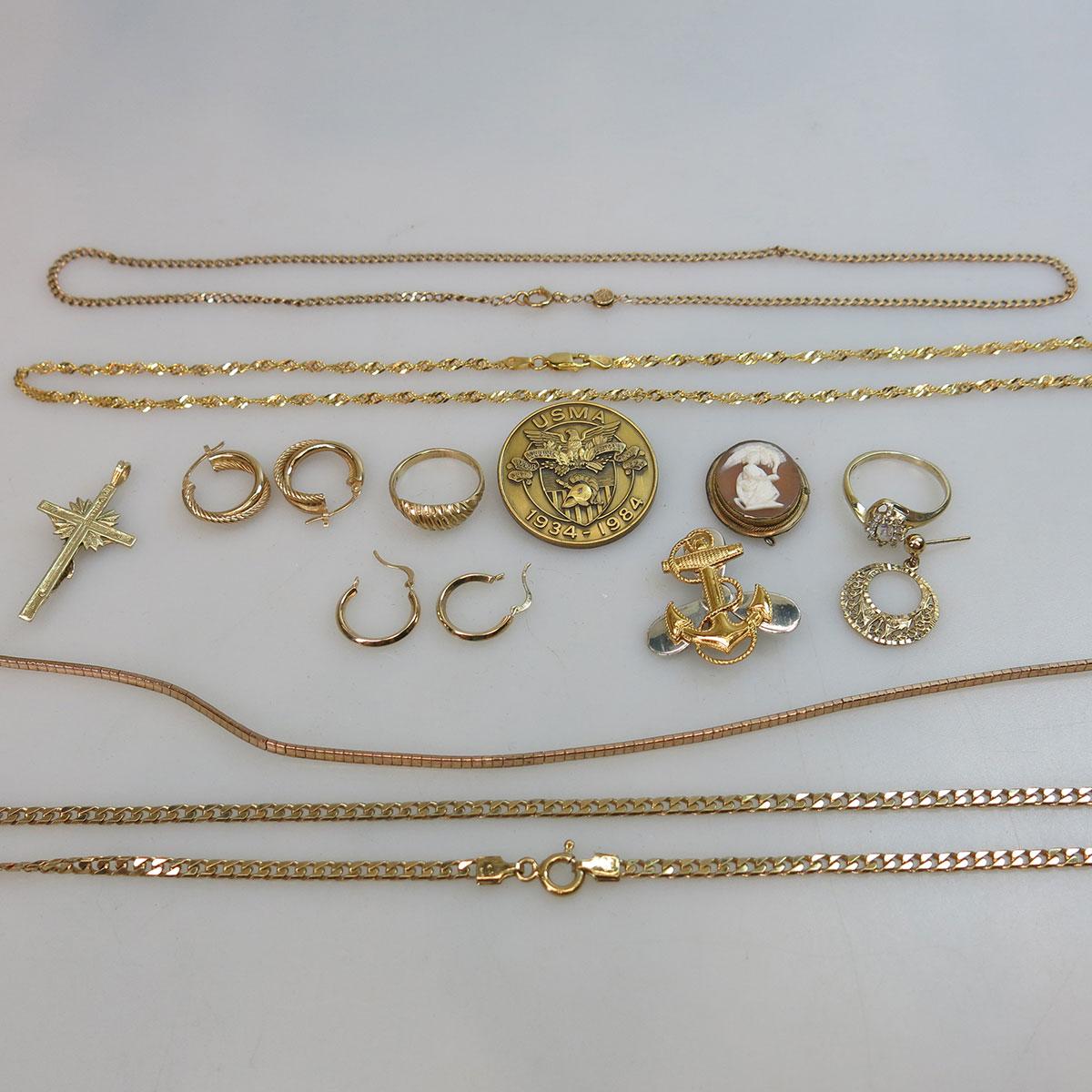 Small Quantity Of !4k Yellow Gold Jewellery