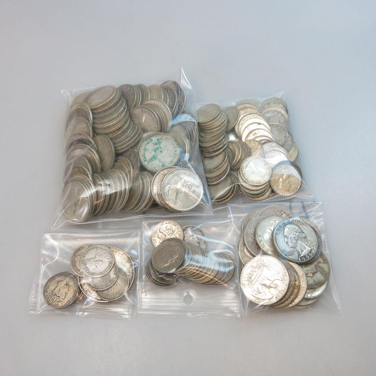 Quantity Of Canadian And American Silver Quarters And Dimes