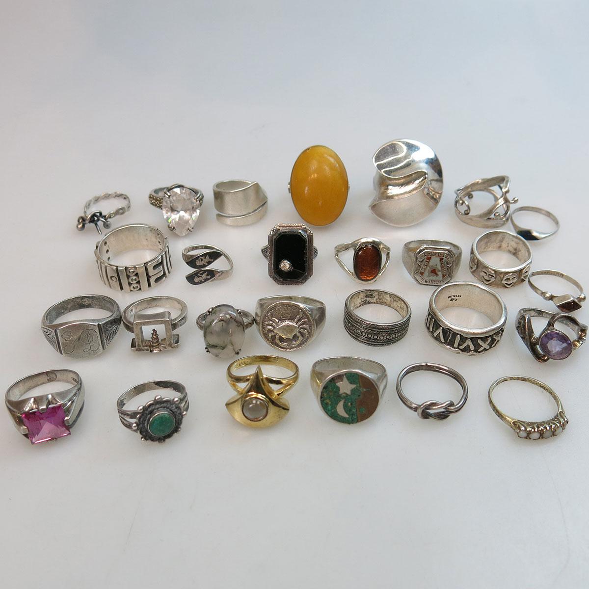 27 Various Silver Rings