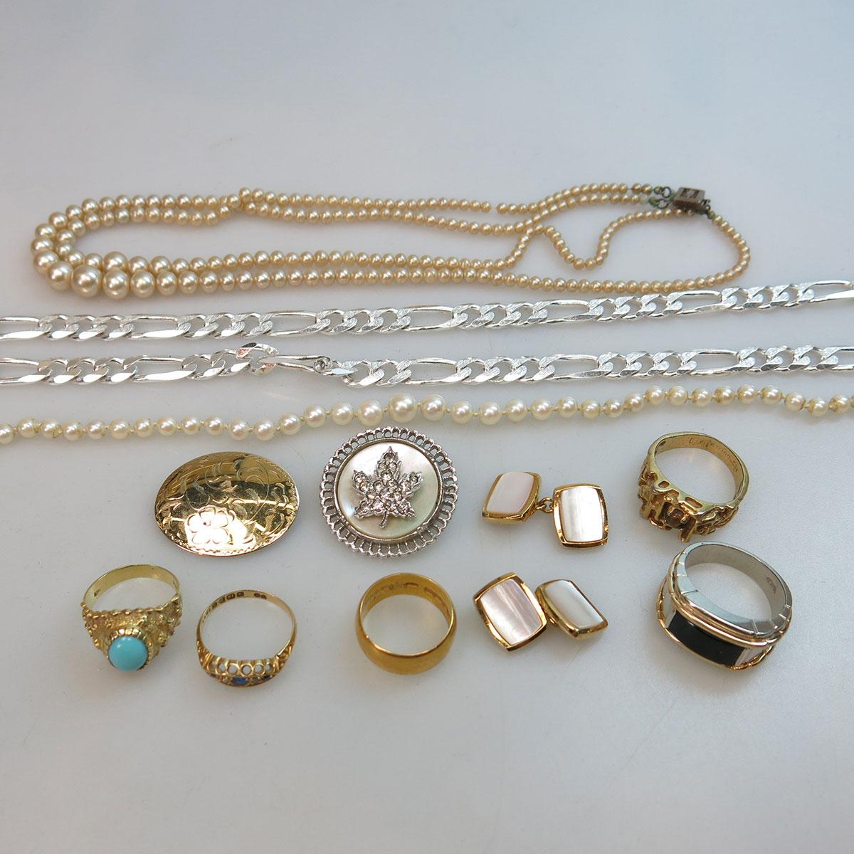 Small Quantity Of Gold, Silver And Costume Jewellery, Etc