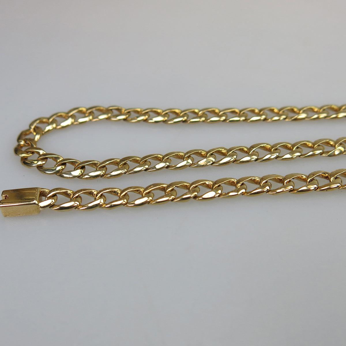 18k Yellow Gold Curb Link Bracelet And Endless Necklace