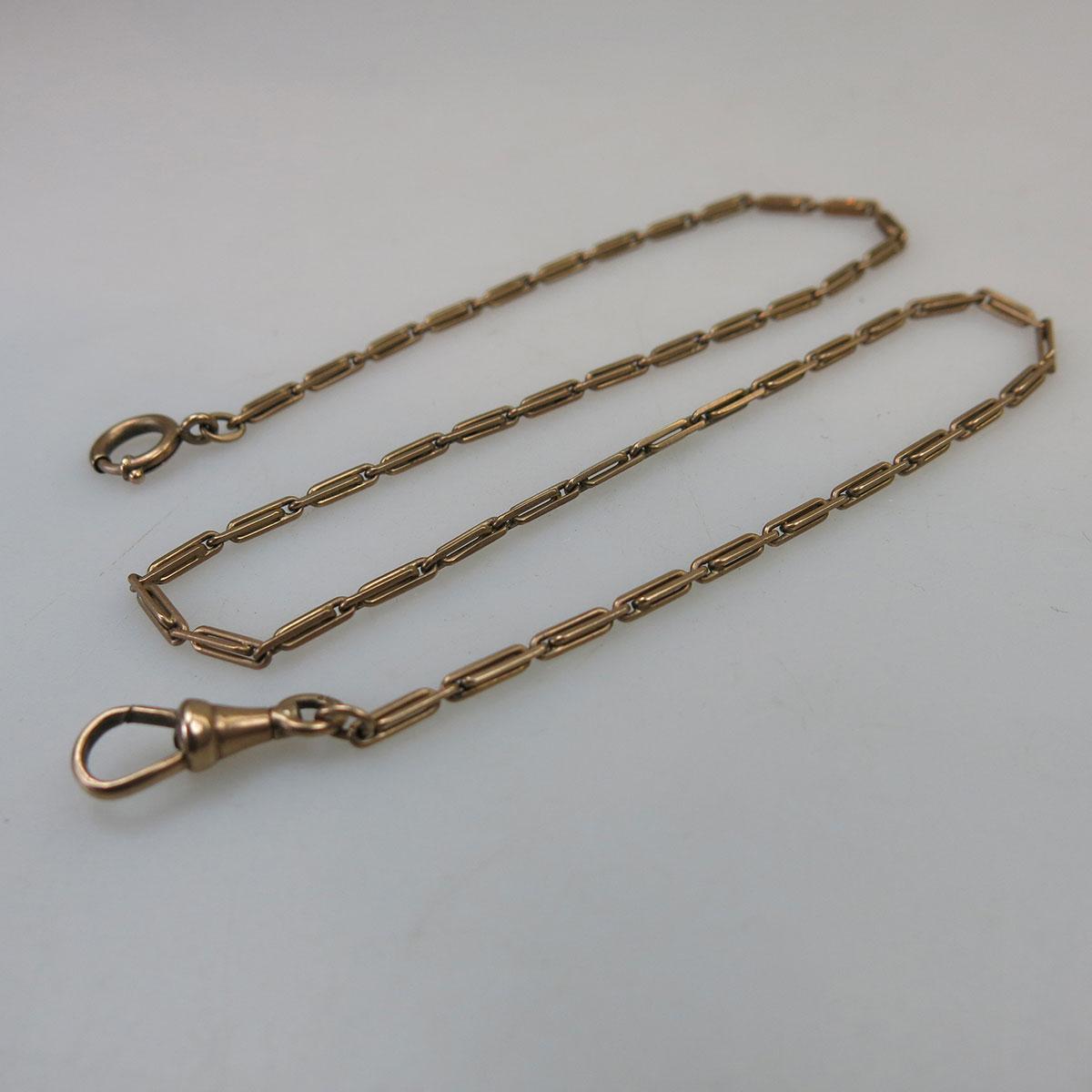 8k Yellow Gold Bar Link Watch Chain