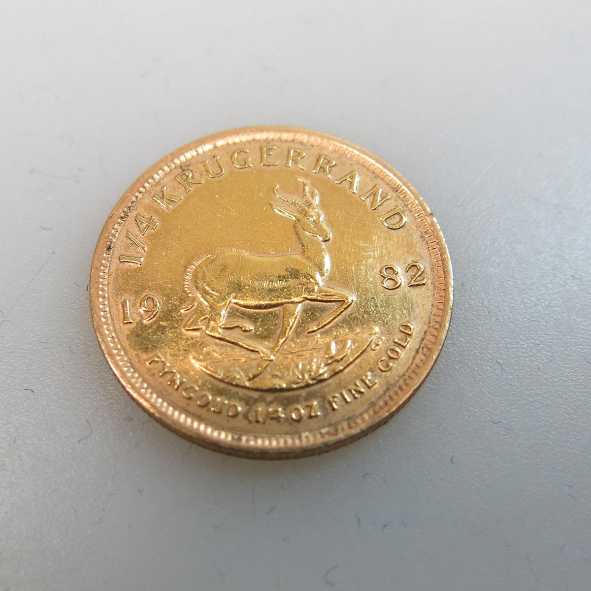 South African 1982 1/4 Krugerrand Gold Coin
