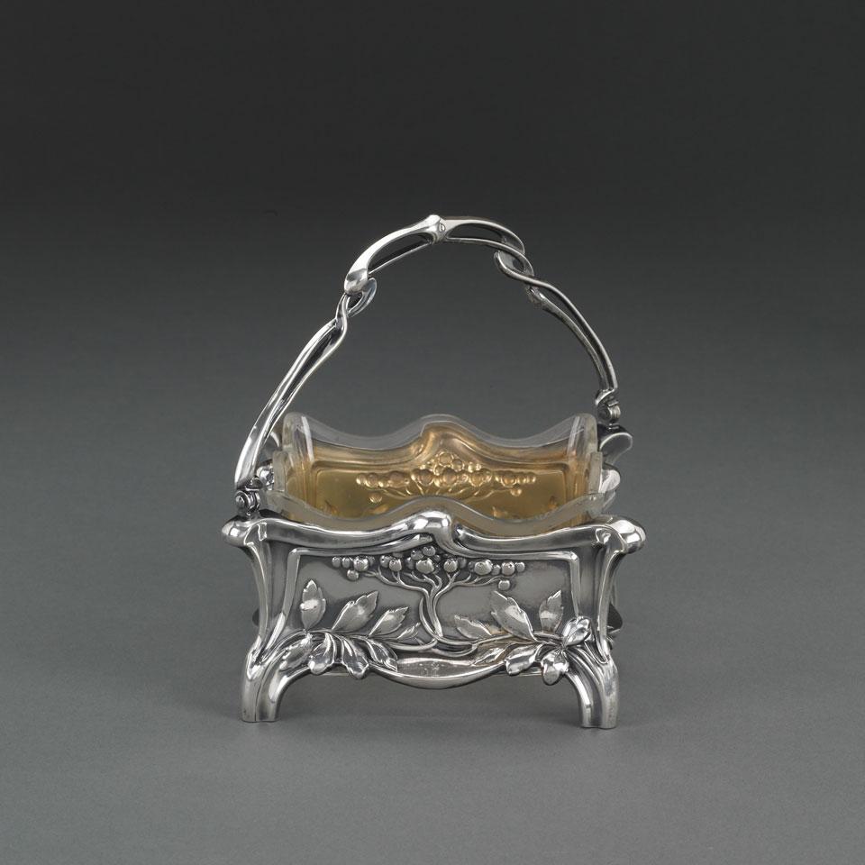German Silver and Cut Glass Basket, c.1900