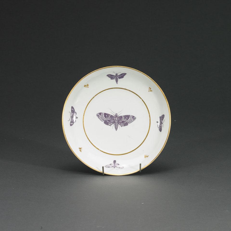 Barr Worcester Moth Decorated Porcelain Saucer Dish, c.1800