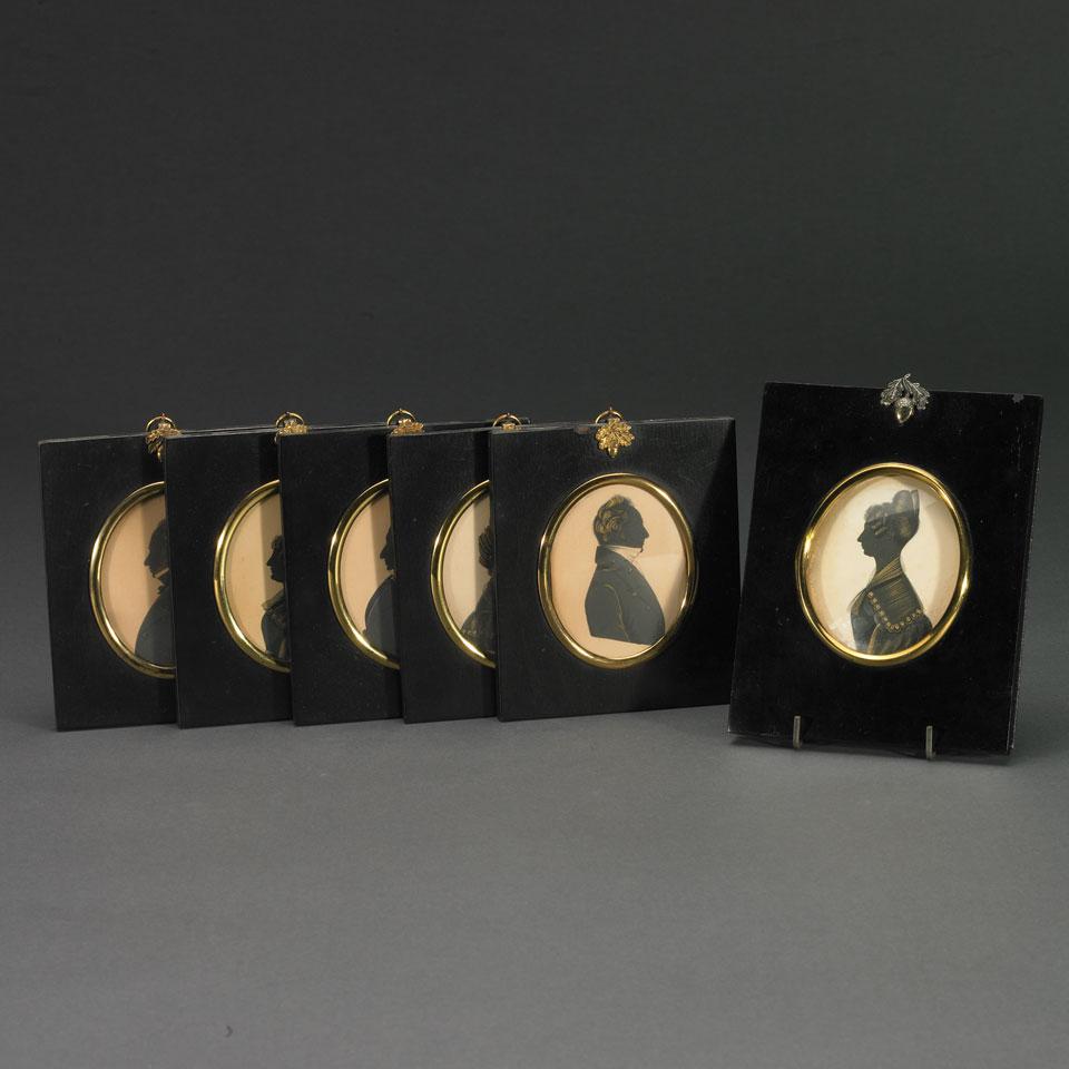 Group of Six Silhouette Portraits, 19th century