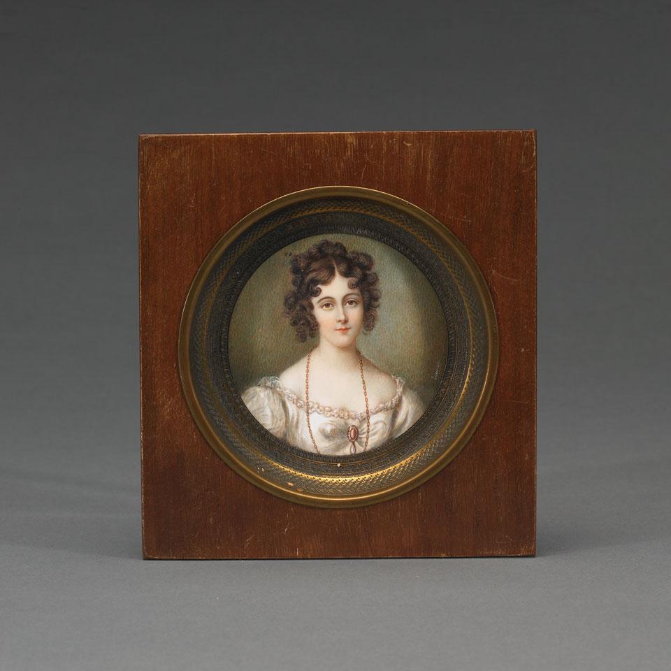 Miniature Painted Portrait of a Young Woman, late 19th century