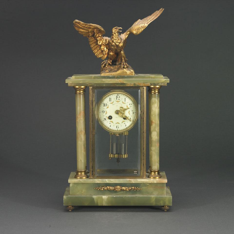 French Bronze and Onyx Cased Mantel Clock, early 20th century