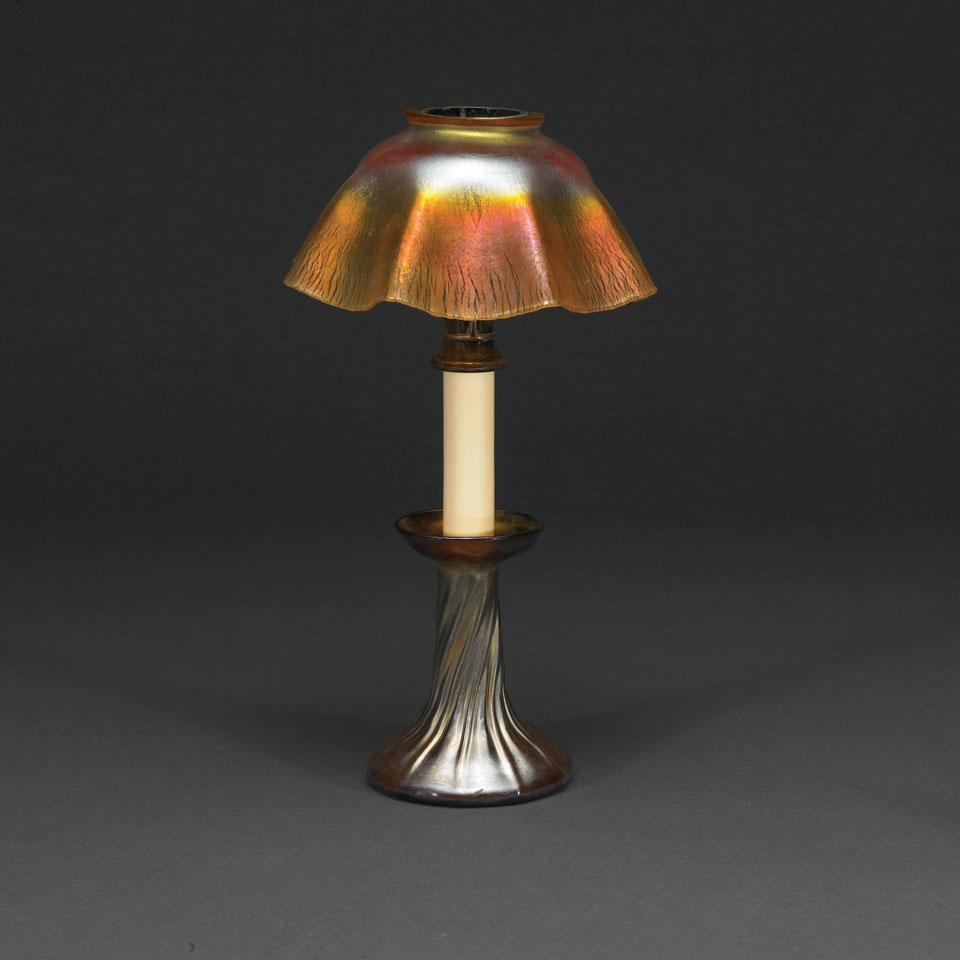 Tiffany Iridescent ‘Favrile’ Glass Candlestick Lamp, early 20th century