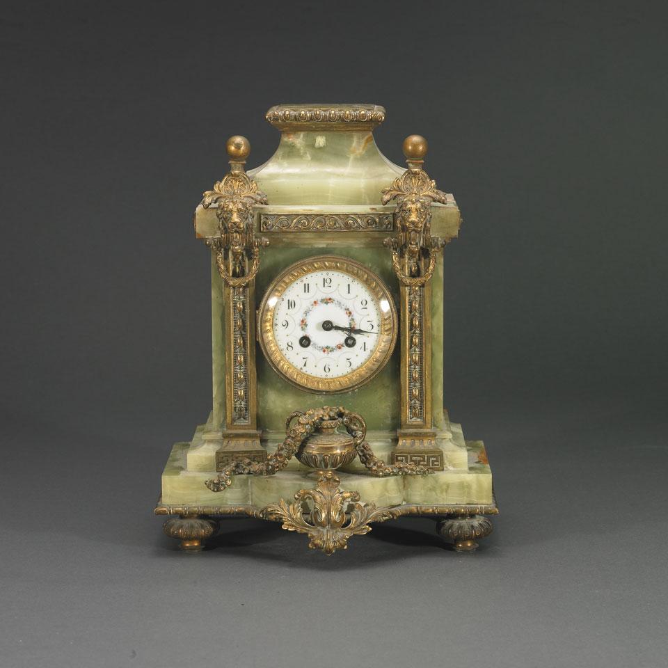 French Gilt Bronze and Onyx Cased Mantel Clock, early 20th century