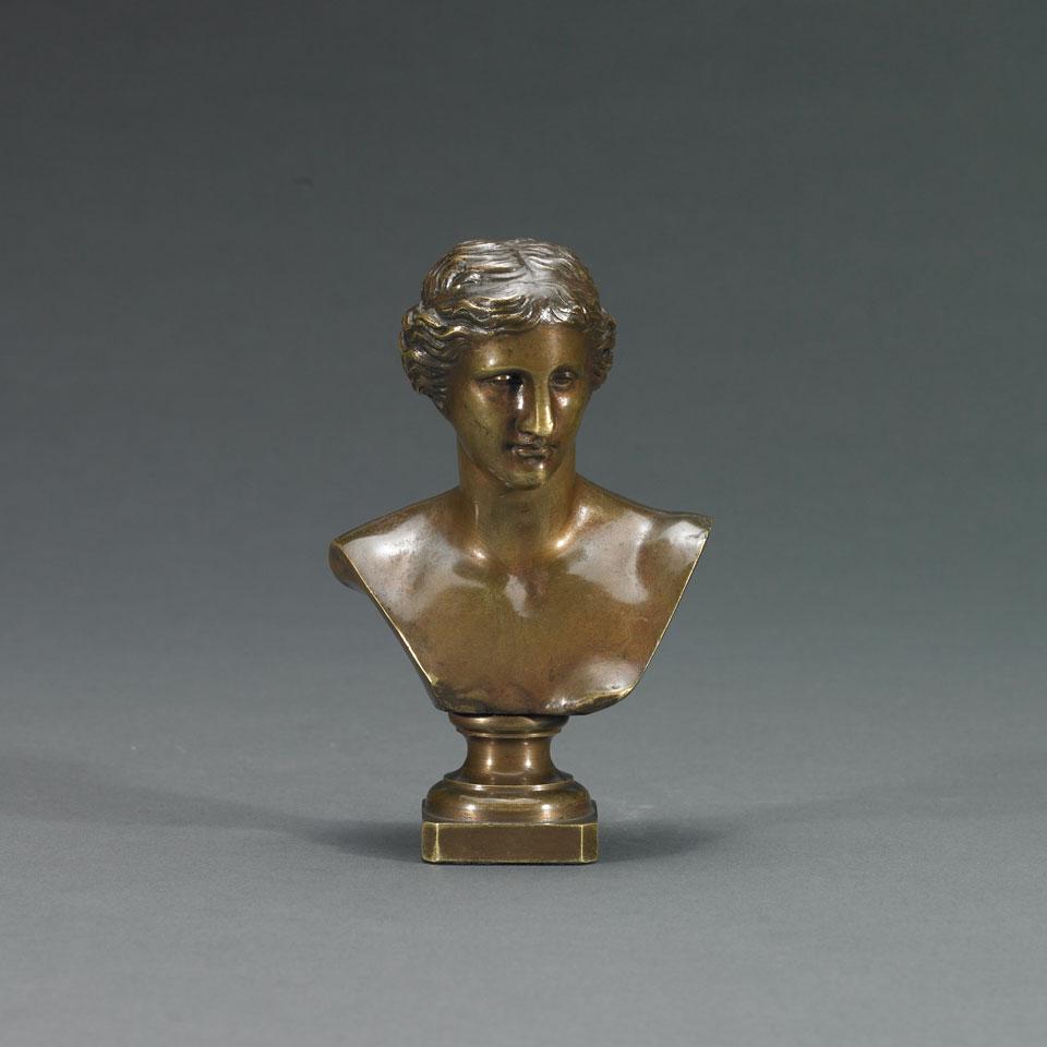 French Classical Bronze Bust of a Woman, late 19th century