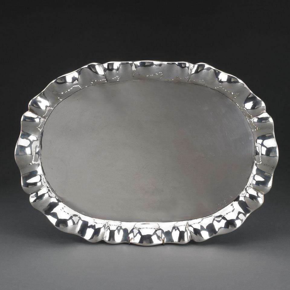 Mexican Silver Lobed Oval Tray, Sanborns, 20th century