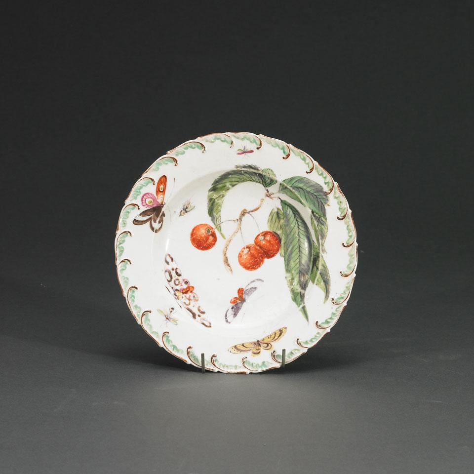 Chelsea Plate with Fruit and Insect Decoration, c.1755-60