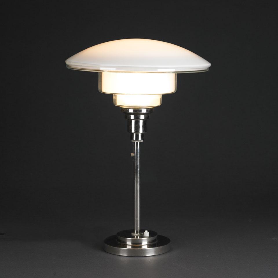 Chromed Metal and Glass Desk Lamp, Otto Müller for Sistrah, 1930’s