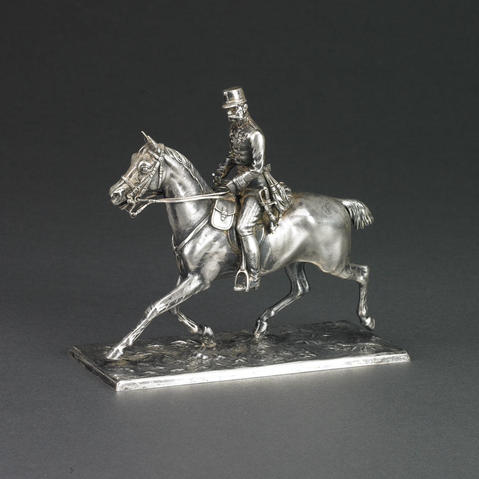 Austro-Hungarian Silver Equestrian Model of Emperor Franz Josef I, Vienna, early 20th century