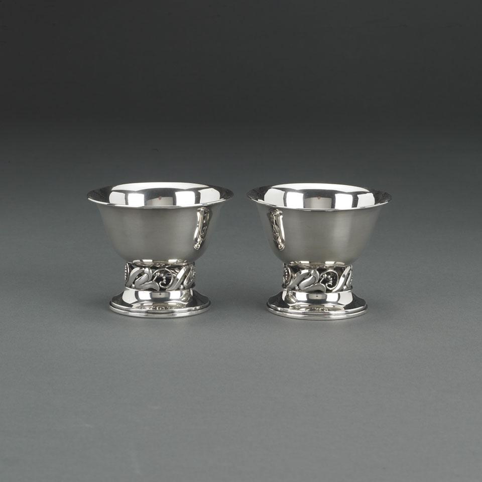 Pair of Danish-Style Silver Footed Bowls, 20th century