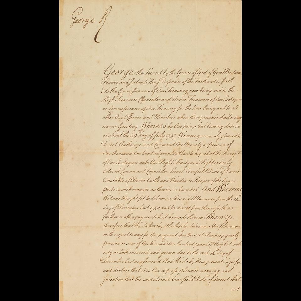 Document Signed by George II, March 12, 1750