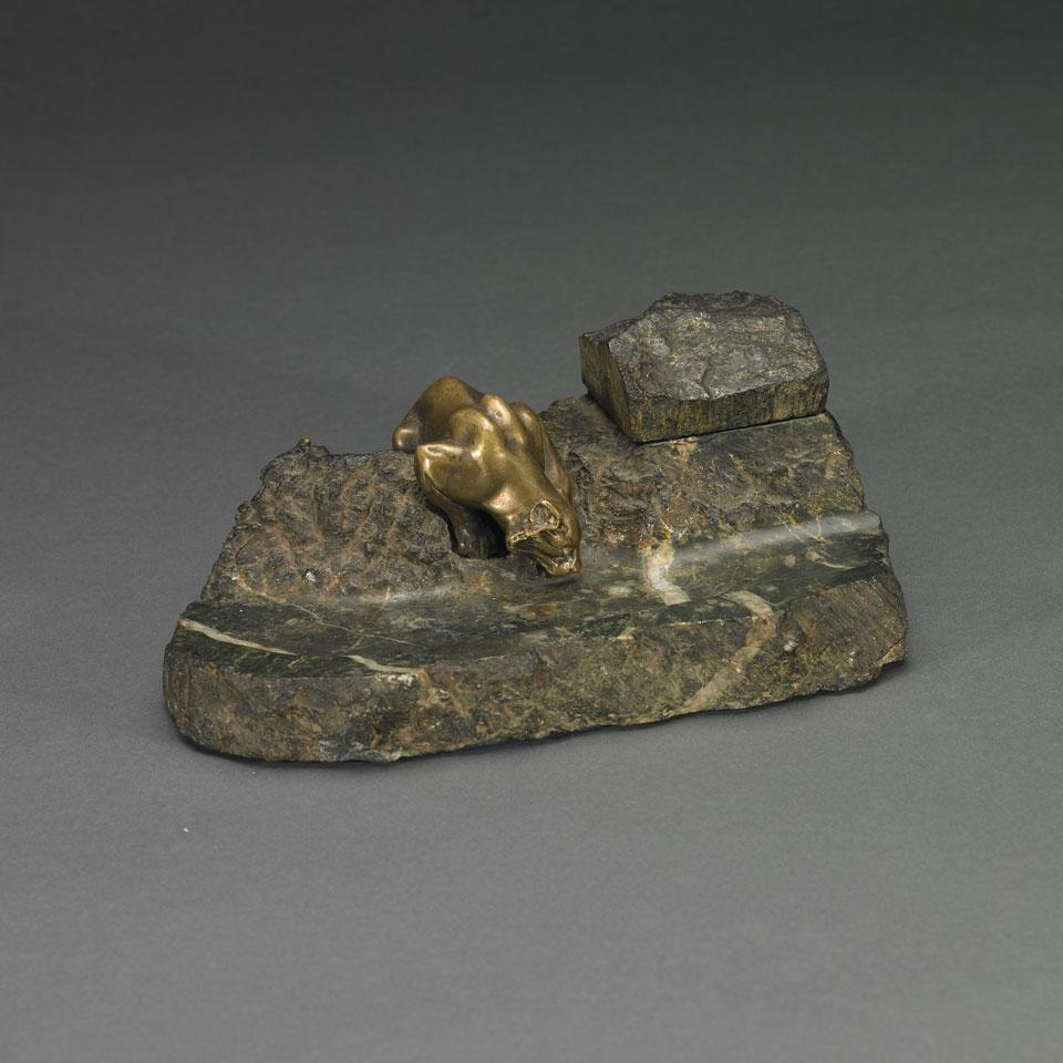 Continental Bronze Mounted Marble Inkstand, probably Austrian, c.1920
