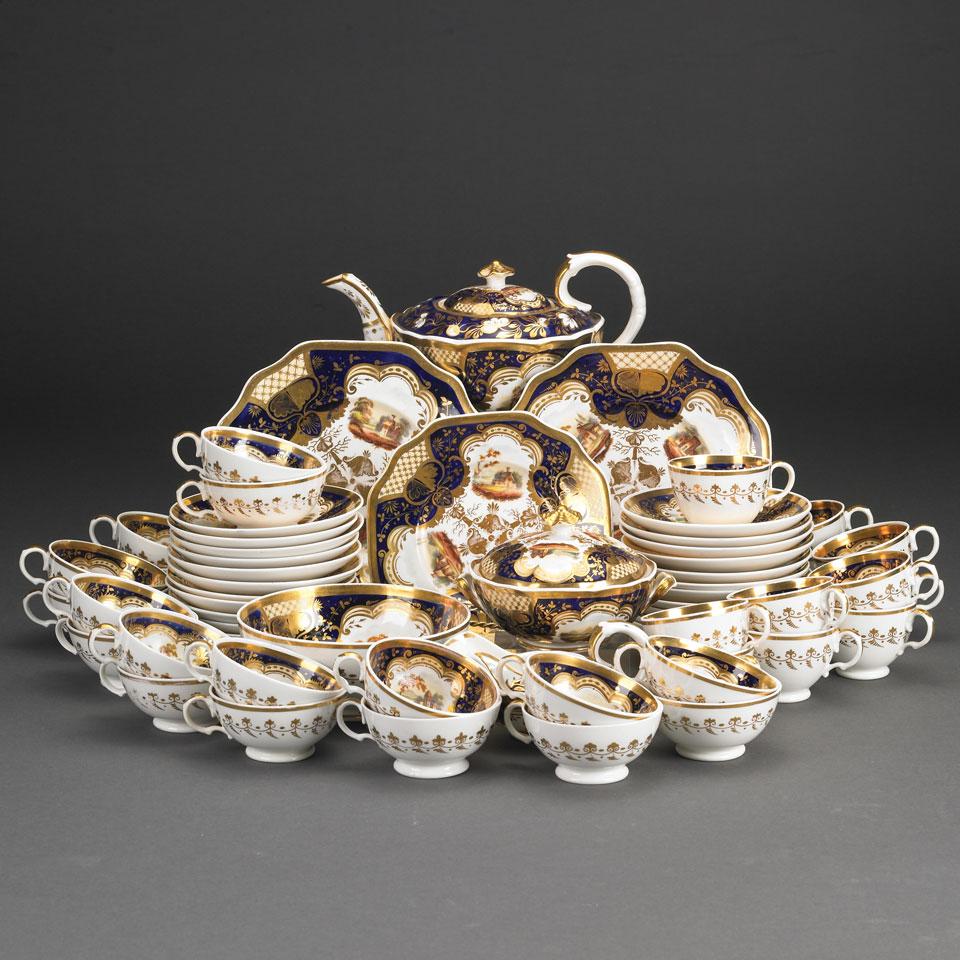 English Porcelain Scenic Panels Service, mid-19th century