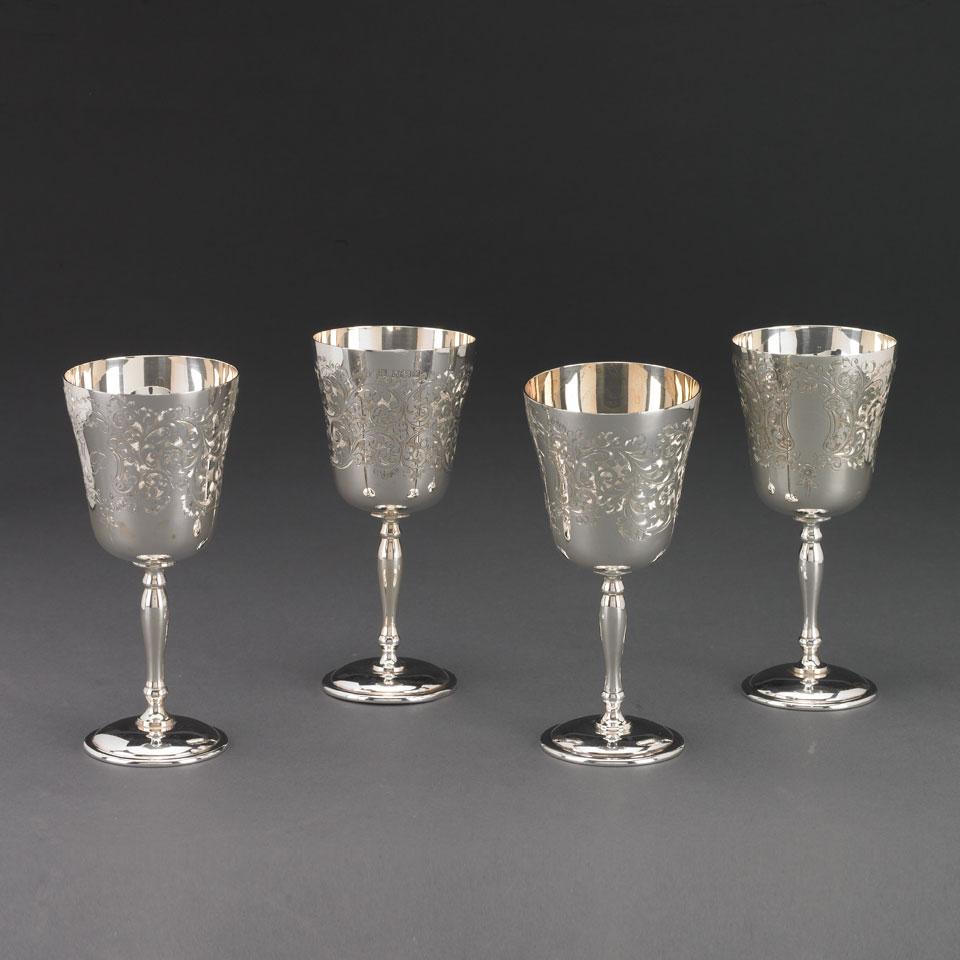 Four English Silver Goblets, Charles Green & Co., Birmingham, 1970-75