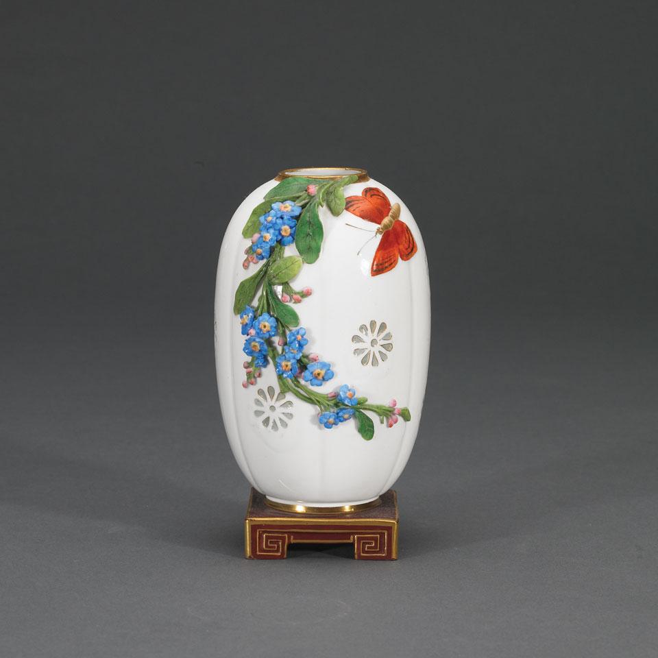 Minton Pierced and Applied Floral Vase, 1879