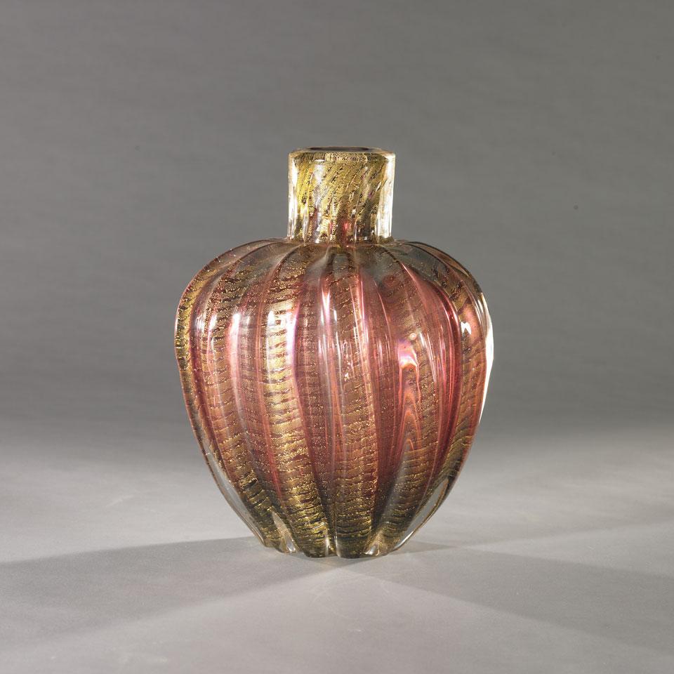Barovier & Toso Cordonato Oro Glass Vase, 1950’s