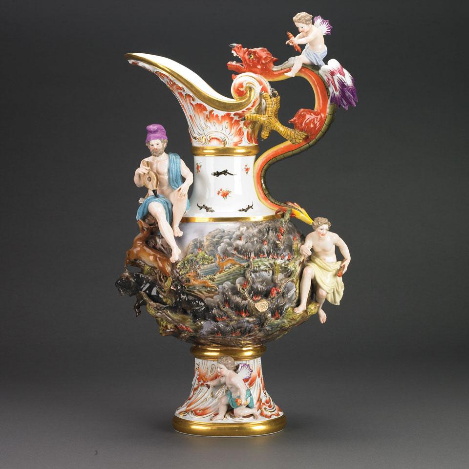 Meissen Allegorical Large Ewer of ‘Fire’, late 19th century
