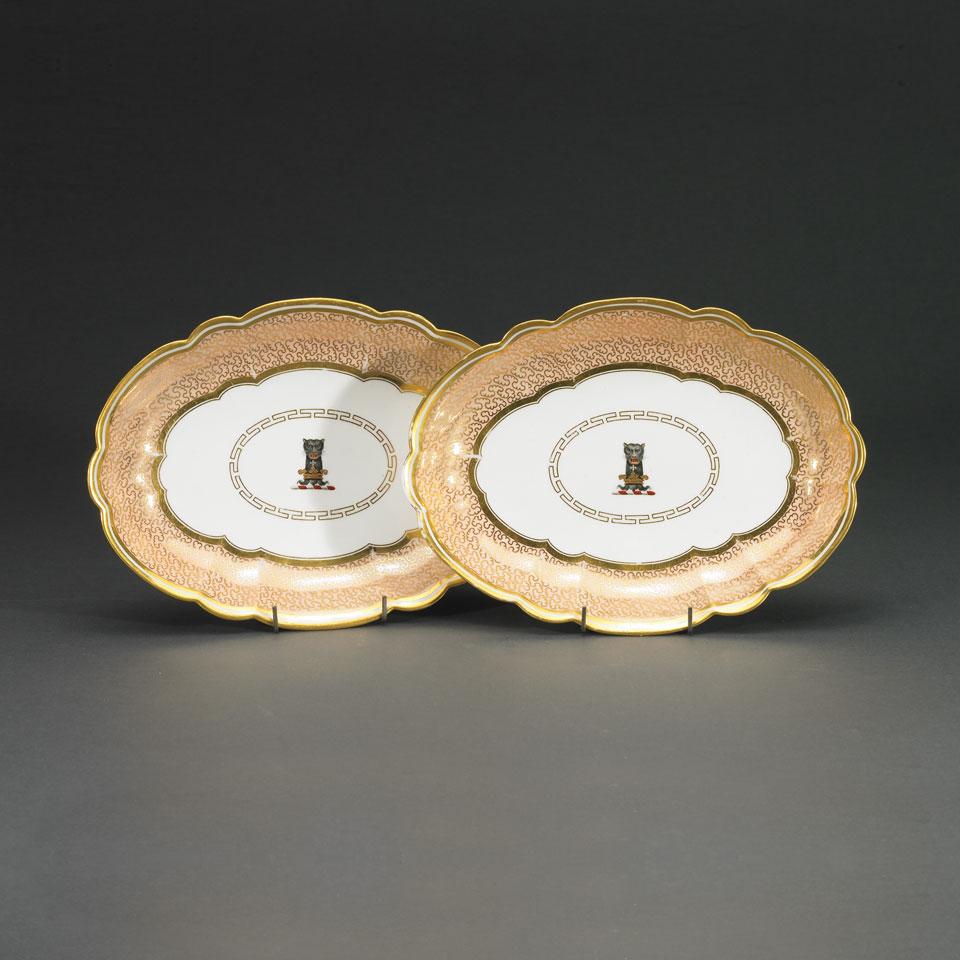 Pair of Barr, Flight and Barr Worcester Armorial Oval Dishes, c.1810-13