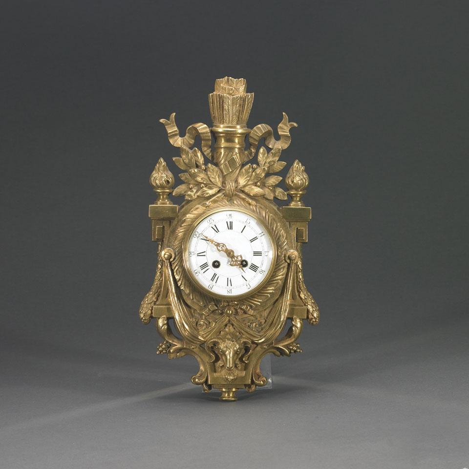 French Gilt Bronze Cartel Clock, late 19th century