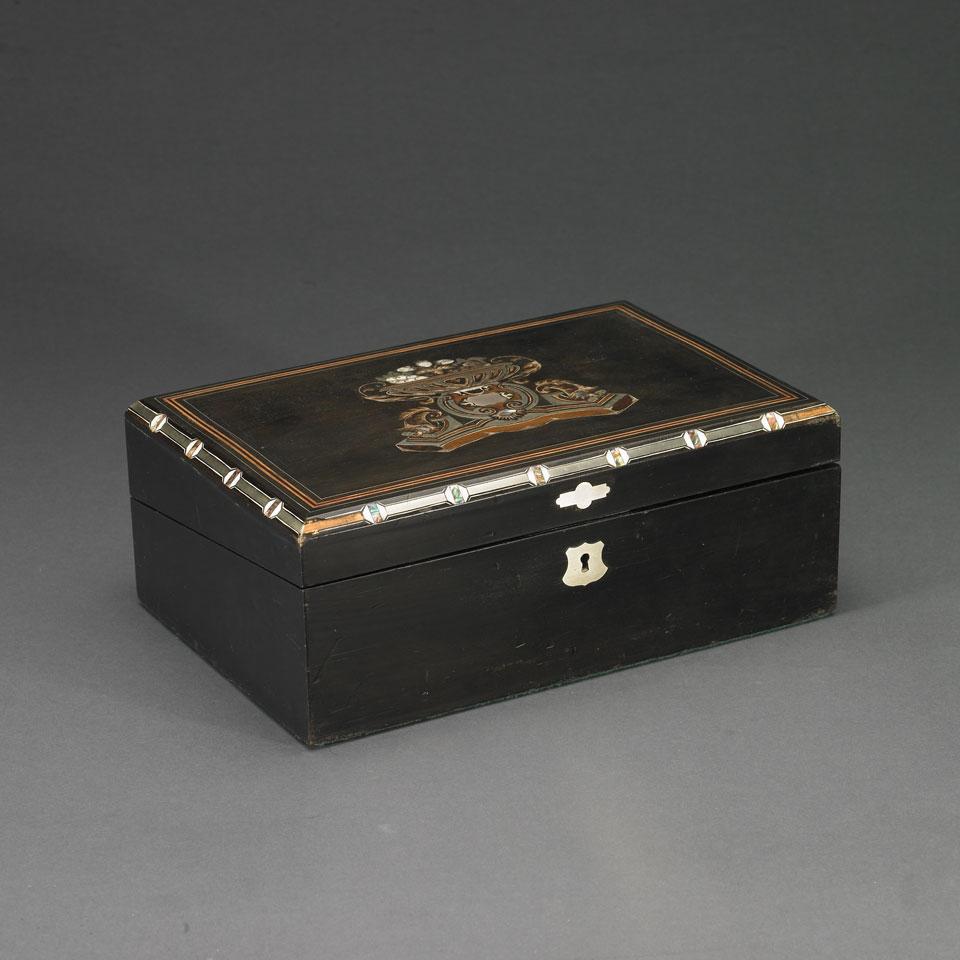Continental Inlaid Wooden Writing Box, c.1870