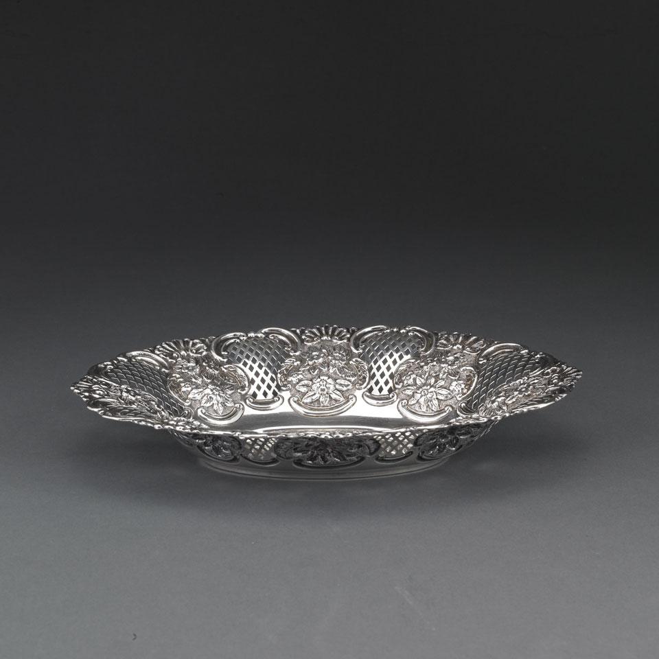 Edwardian Silver Pierced Oval Basket, Nathan & Hayes, Chester, 1905